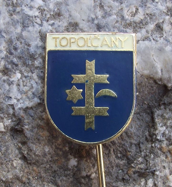 Antique Topolcany Czech Town Double Cross Coat of Arms Heraldic Shield Pin Badge - Badgecrazy