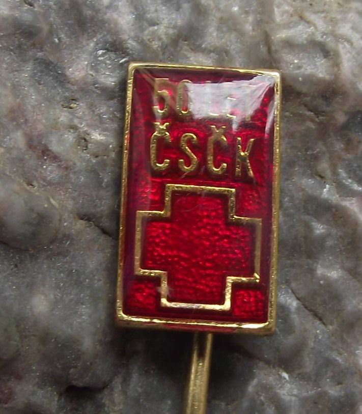 1969 Czechoslovakia Red Cross Association Society 50th Anniversary Pin Badge - Badgecrazy