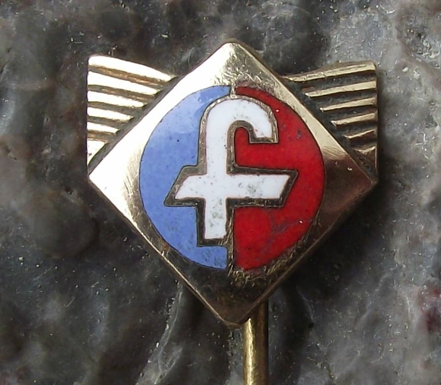 Antique Favorit Czech Sports Racing Bicycles Winged F Logo Cycling Pin Badge - Badgecrazy