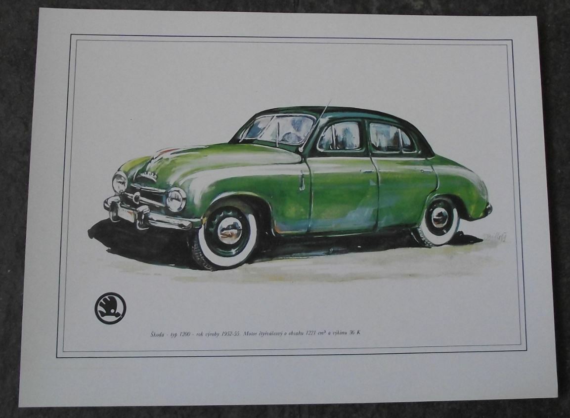 Skoda Type 1200 1952 Picture Car Vladimir Bidlo Skoda Printed Illustration - Badgecrazy