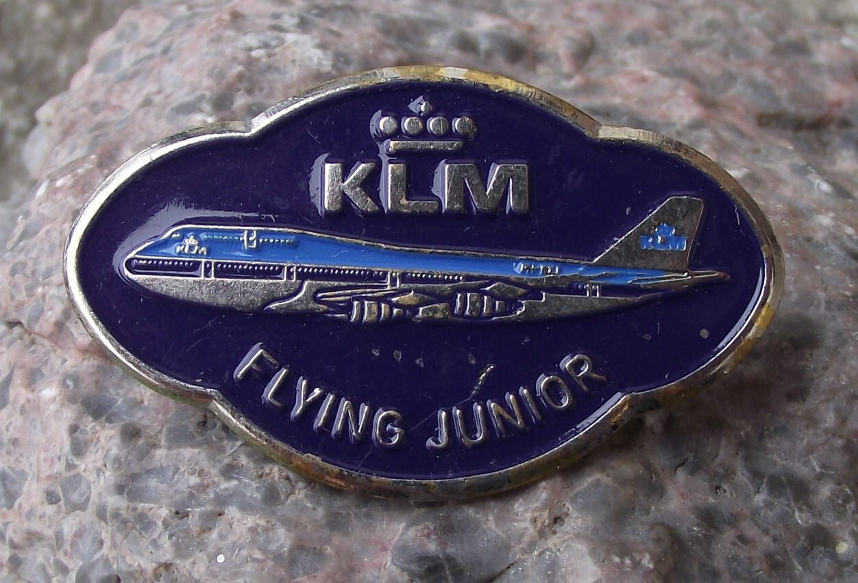 KLM Airlines Holland Flying Junior Jumbo Jet Boeing 747 Aircraft Pin Badge - Badgecrazy