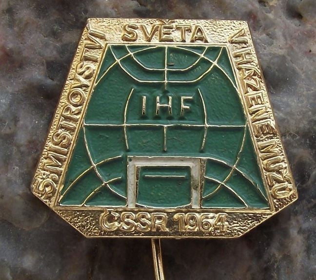 1964 IHF 5th World Mens Handball Championships Souvenier Hand Ball Pin Badge - Badgecrazy
