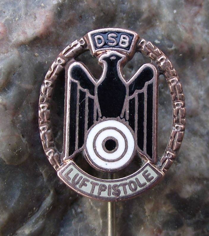 Vintage German Gun Shooting Club Association Air Pistol Bronze Award Pin Badge - Badgecrazy