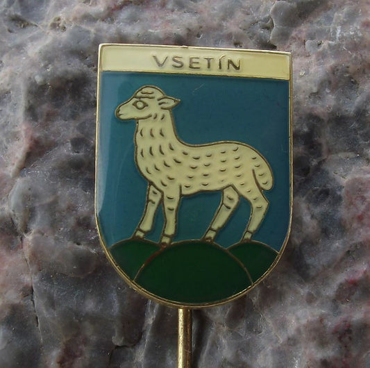 Vsetin Lamb Sheep Three Hills Heraldic Crest Coat of Arms Tourist Pin Badge