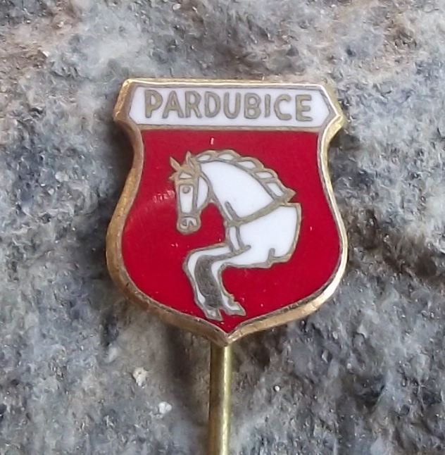Pardubice White Horse Racing Czech City Heraldic Crest Coat of Arms Pin Badge - Badgecrazy
