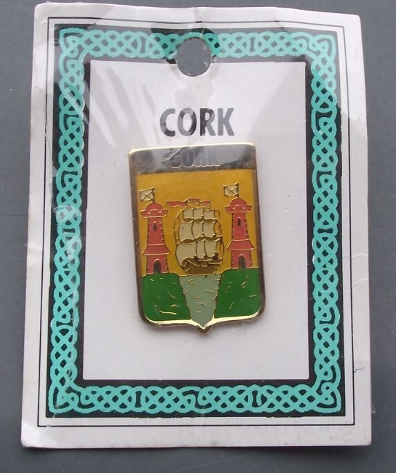1994 City of Cork Eire Ireland Heraldic Crest Coat of Arms Irish Pin Badge - Badgecrazy