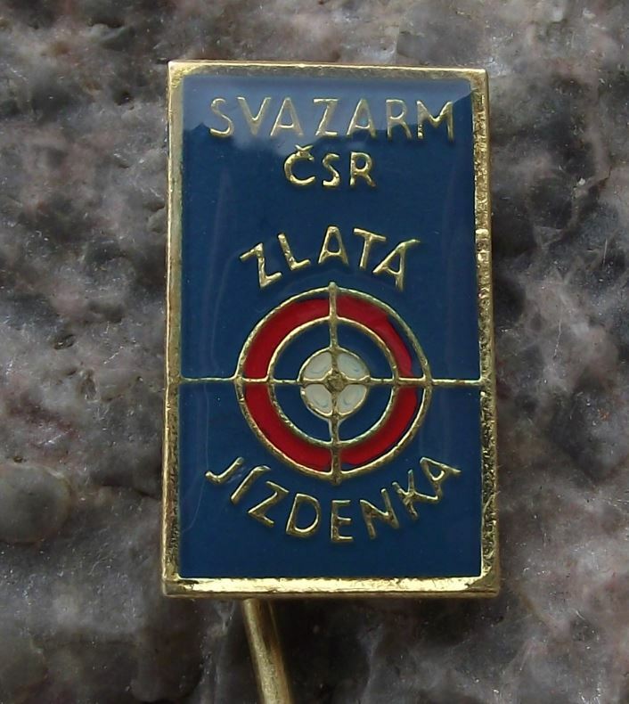 Svazarm Czech Military Army Reserve Marksman Shooter Golden Ticket Pin Badge - Badgecrazy