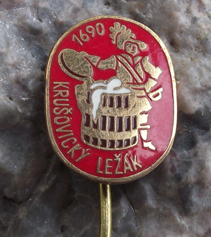 Antique Pivovar Krusovice 1690 Brewery Czech Lager Beer Advertising Pin Badge - Badgecrazy