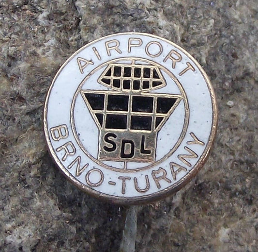 Vintage Brno Turany Airport Czech Air Traffic Control Tower SDL ATC Pin Badge - Badgecrazy