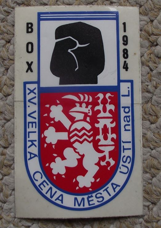 1984 Czechoslovakia Boxing Title Fight Usti nad Labem Glove Lion Decal Sticker - Badgecrazy