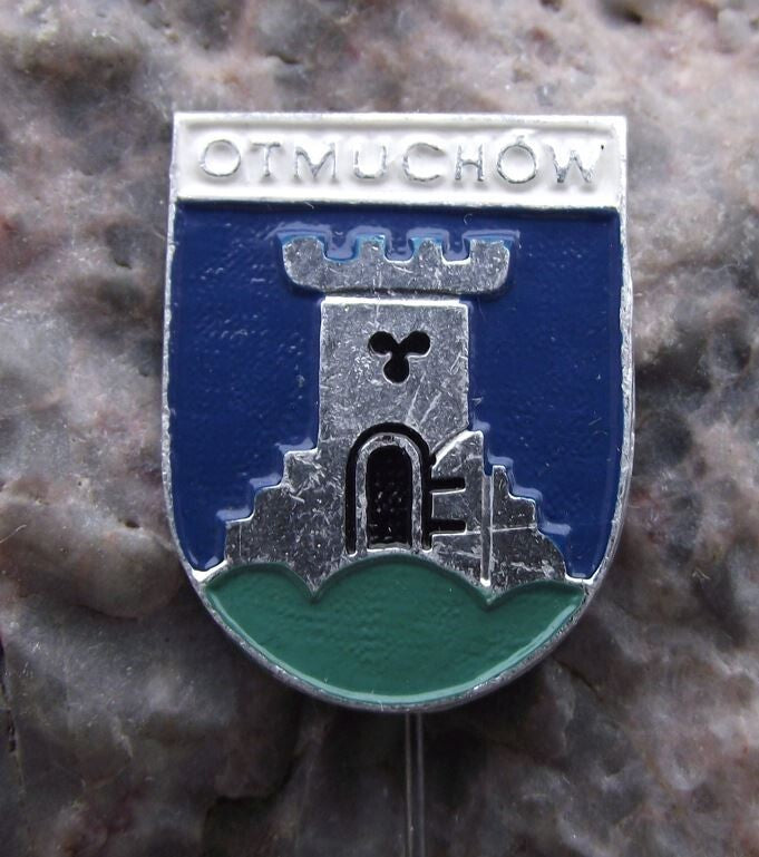 Vintage Otmuchow Polish Poland City Heraldic Crest Tower Coat of Arms Pin Badge - Badgecrazy