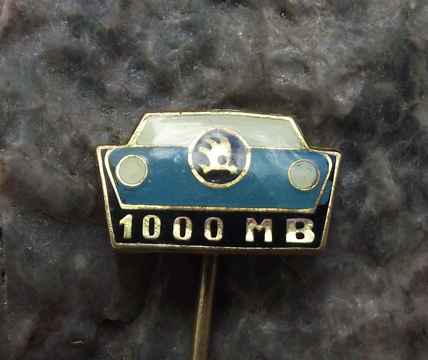 1960s Skoda Classic Cars 1000 MB Front View Headlights & Logo Antique Pin Badge - Badgecrazy