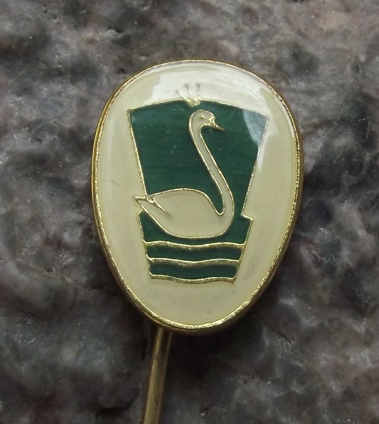 Antique Bila Labut White Swan Communist Czech Department Store Logo Pin Badge - Badgecrazy