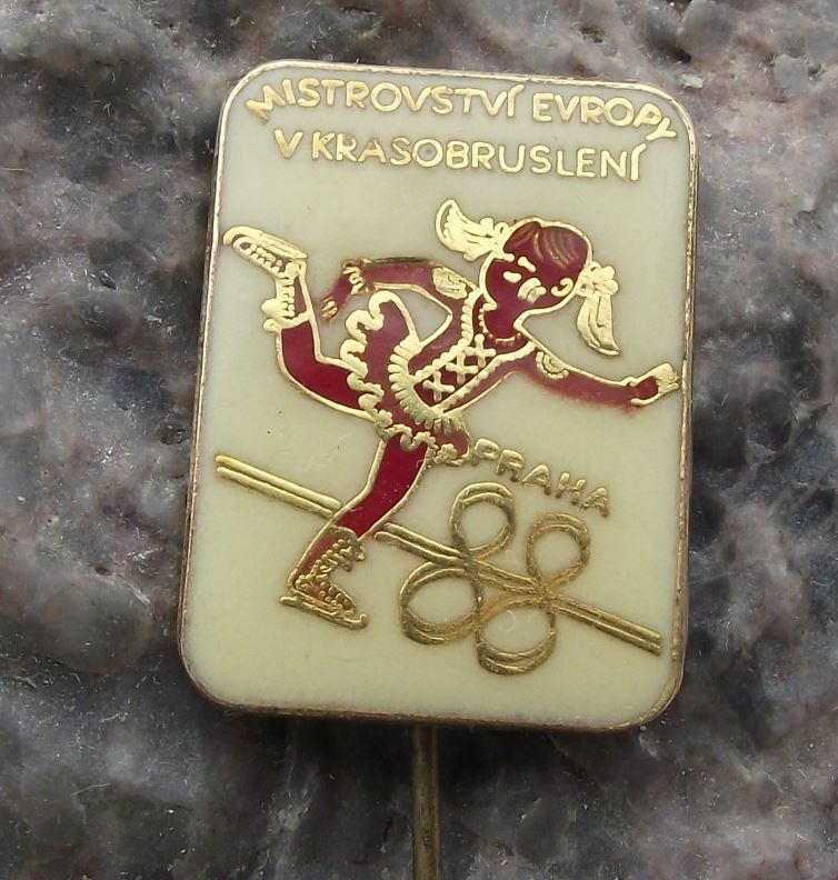 1988 European Championships Prague Czech Figure Skating Ice Skate Pin Badge - Badgecrazy