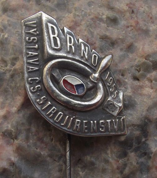 1955 Engineering & Machinery Exhibition Expo Brno Czechoslovakia Steam Fair Pin