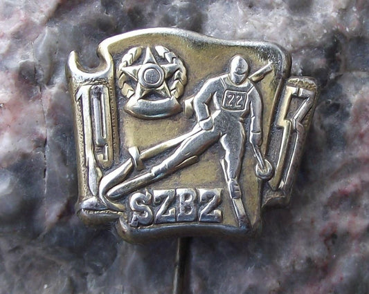 1953 Czechoslovak Paramilitary Army Military Exercises SZBZ Skiing Pin Badge