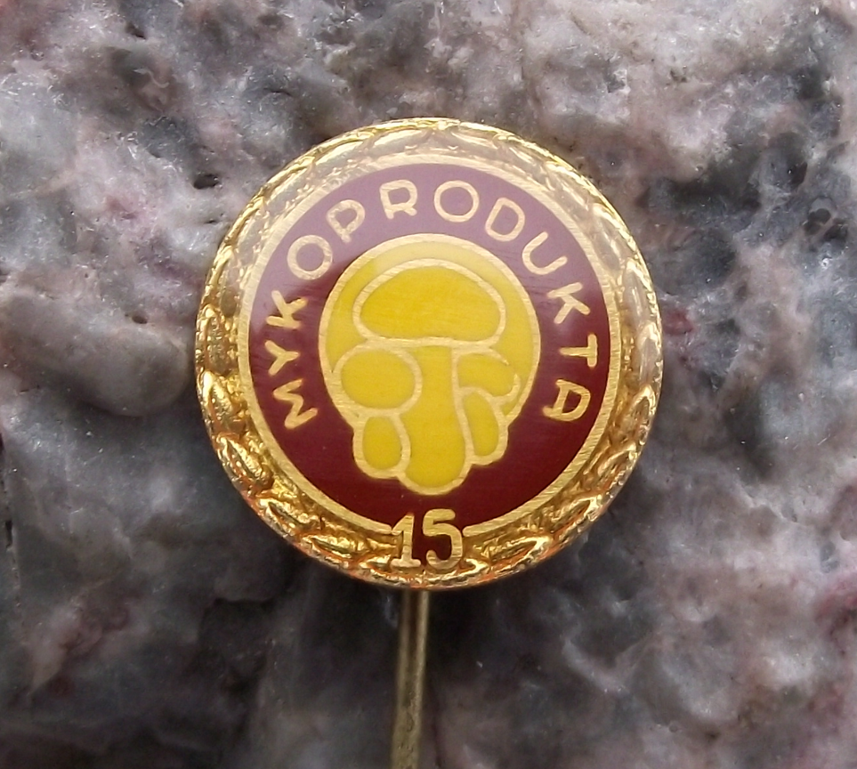 Vintage Button Edible Mushrooms Fungus Mycologist 15th Anniversary Pin Badge - Badgecrazy