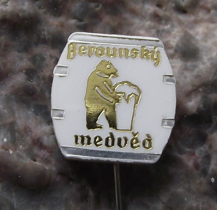 Vintage Berounsky Medved Czechoslovakia Brewery Beer Lager Beroun Bear Pin Badge - Badgecrazy