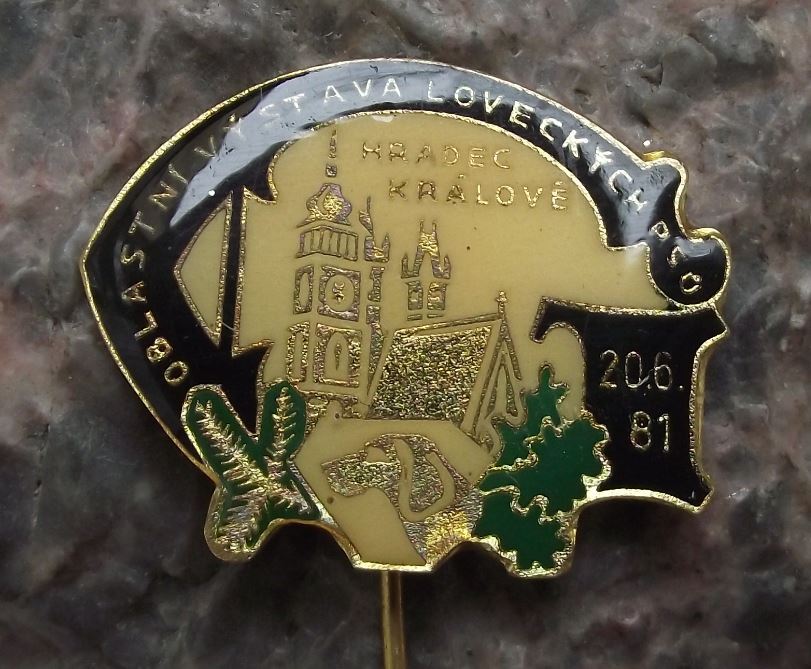 1981 Regional Hunting Dog Show Hradec Kralove Czech Hunt Hunters Hound Pin Badge - Badgecrazy