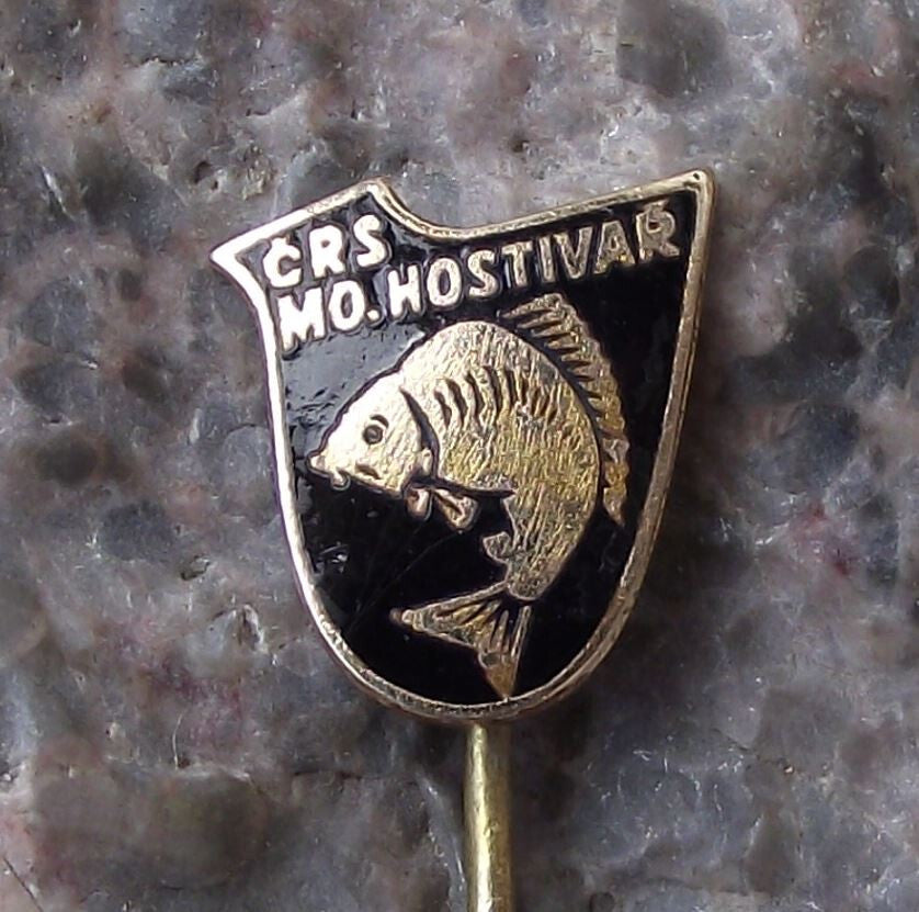 Vintage Czech Hostivar Fishing Angling Association Carp Fish Members Pin Badge - Badgecrazy