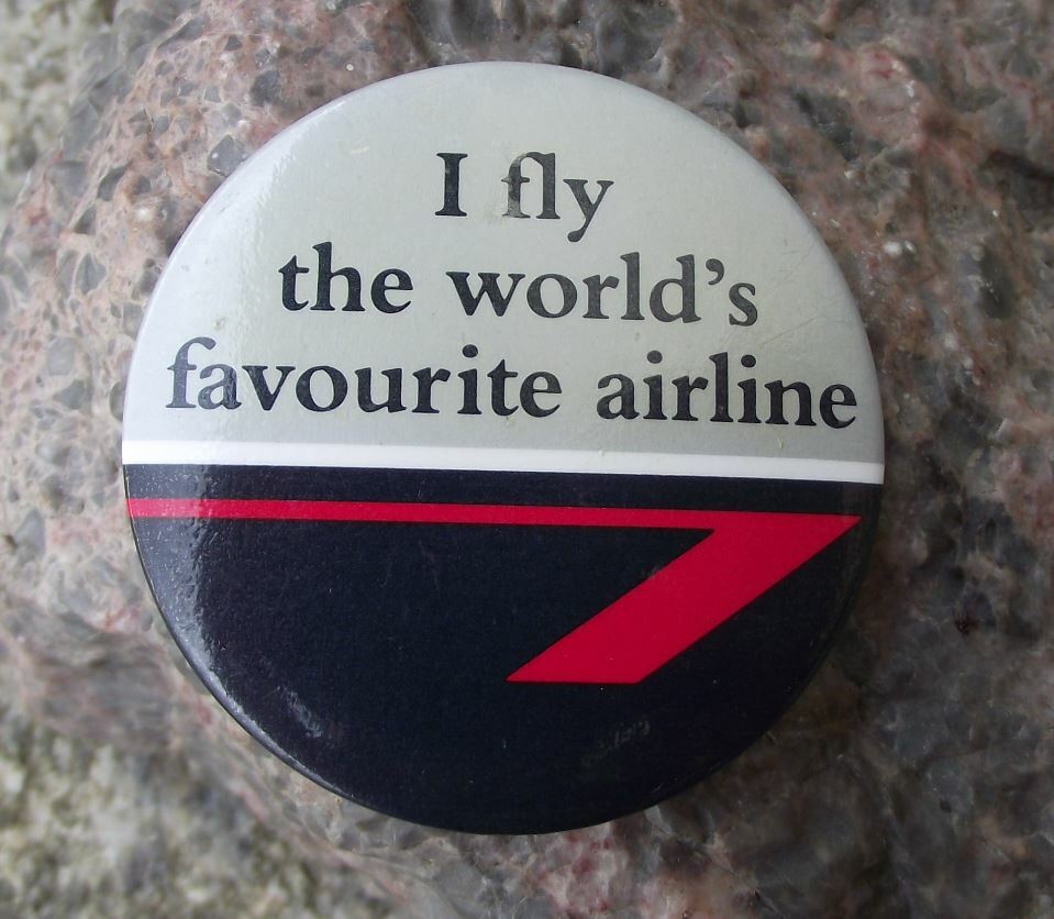 1989 British Airways I Fly The World's Favourite Airline Slogan Flight Pin Badge - Badgecrazy