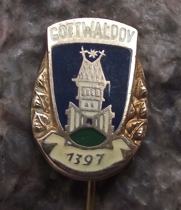 Antique Gottwaldov Zlin Tower & Open Gates Official Heraldic Crest Pin Badge - Badgecrazy