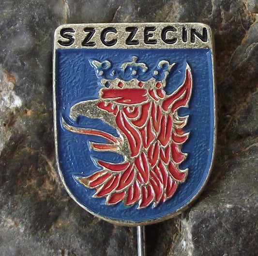 Vintage Szczecin Stettin Eagle Head Poland Tourist Heraldic Souvenier Pin Badge - Badgecrazy