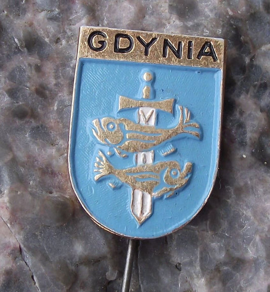 Vintage Gdynia Polish City Poland Heraldic Crest Coat of Arms Pin Badge - Badgecrazy