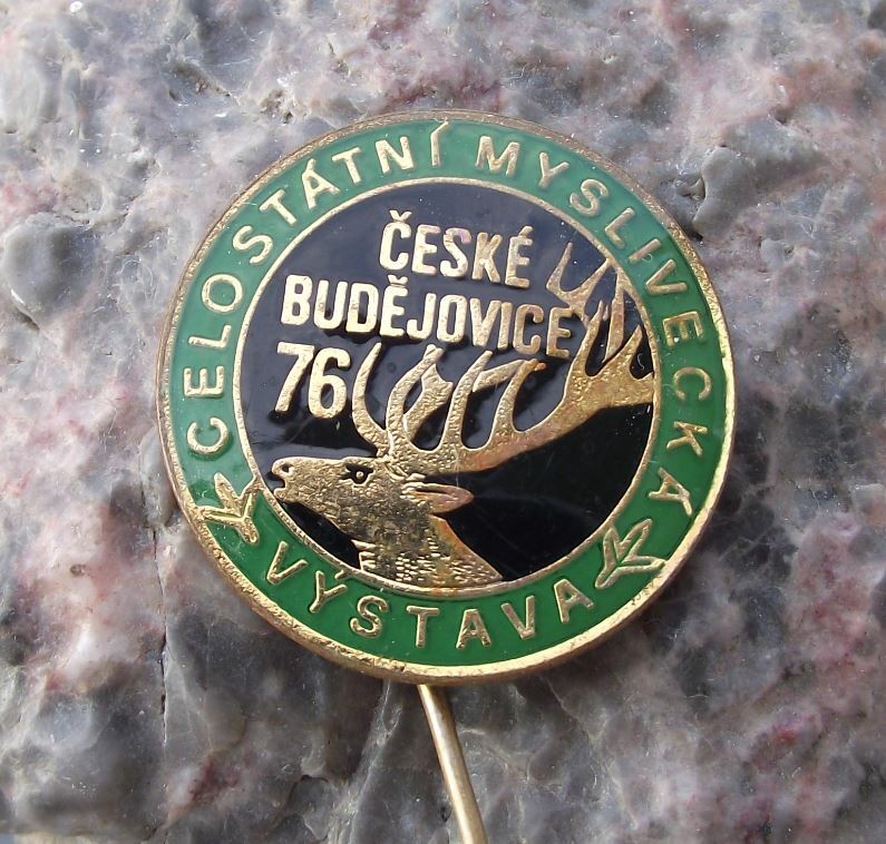 1976 Czechoslovakia All State Hunting Trophy Exhibition Roaring Stag Pin Badge - Badgecrazy