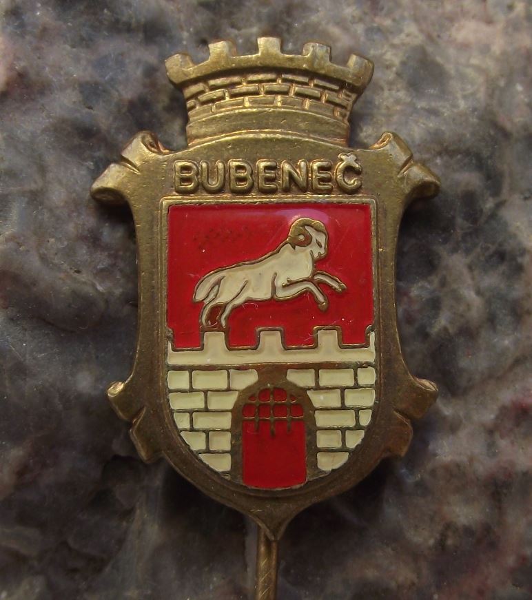 Antique Prague Bubenec District Praha 7 Heraldic Crest Coat of Arms Pin Badge - Badgecrazy