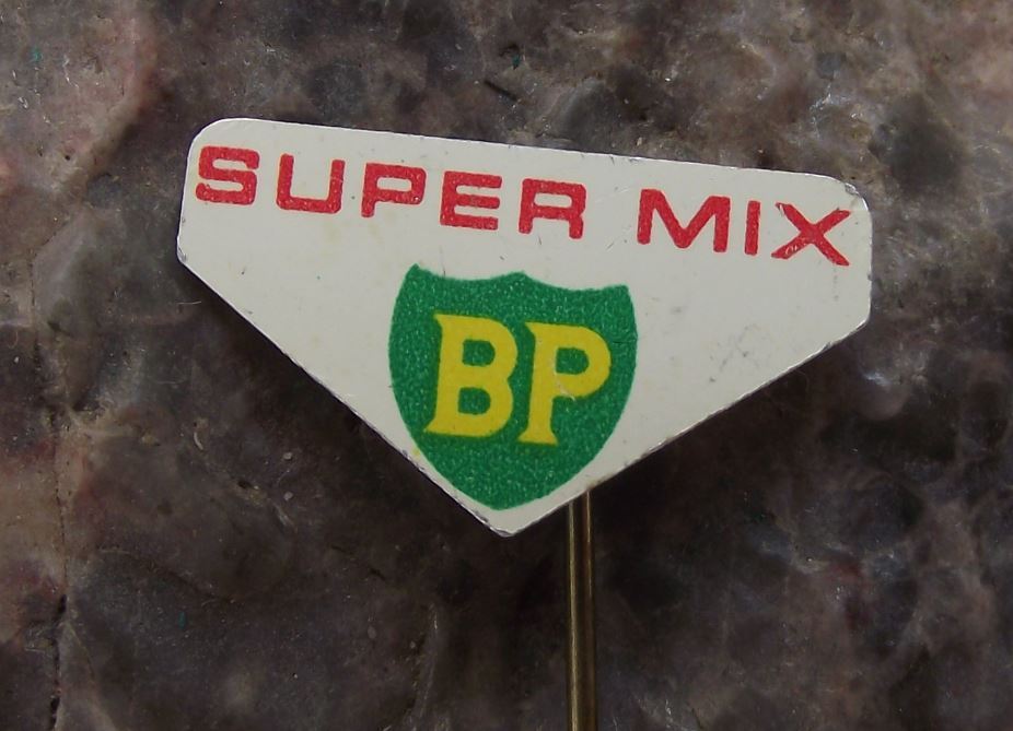 Vintage BP British Petrol Oil Energy Company Super Mix Shield Logo Pin Badge - Badgecrazy