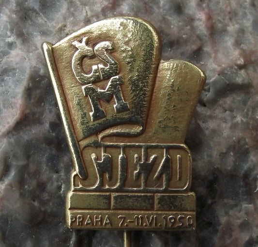 1950 CSM Czechoslovakian Youth Organisation Meeting Congress Attendee Pin Badge
