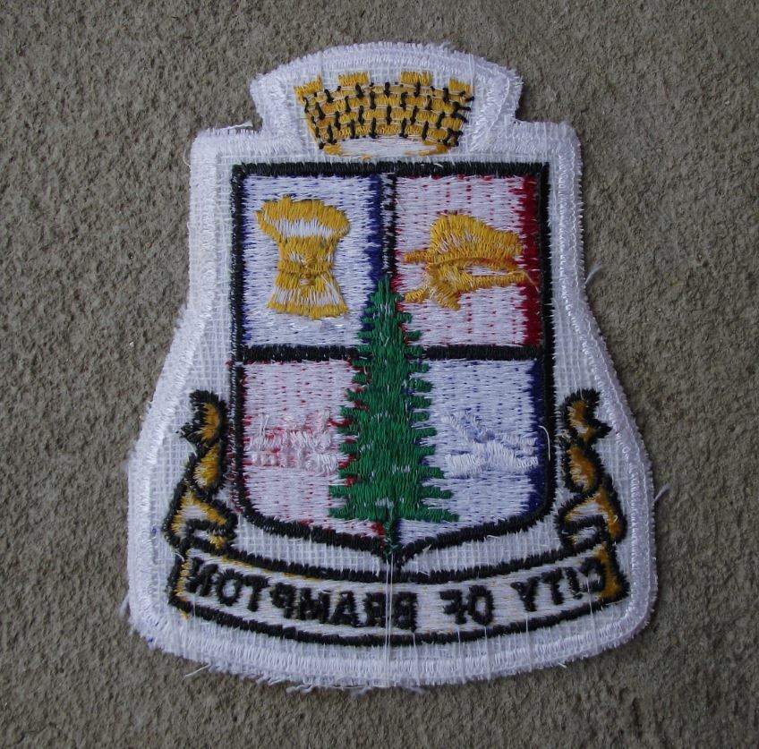 1980s City of Brampton Ontario Canada Coat of Arms Tourist Sew on Clothes Patch - Badgecrazy