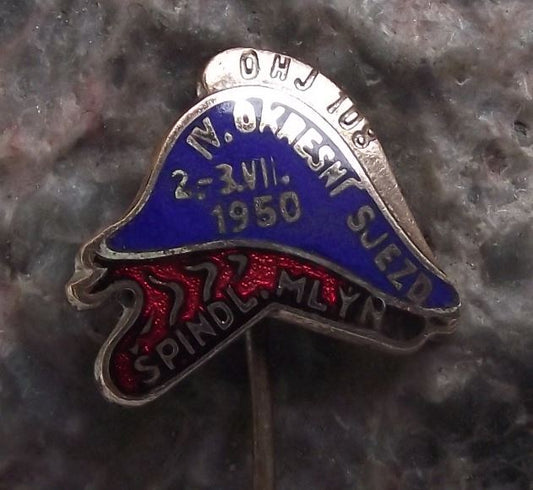 1950 CSPO Czechoslovakia Fire Fighting Fighter Union Regional Meeting Pin Badge