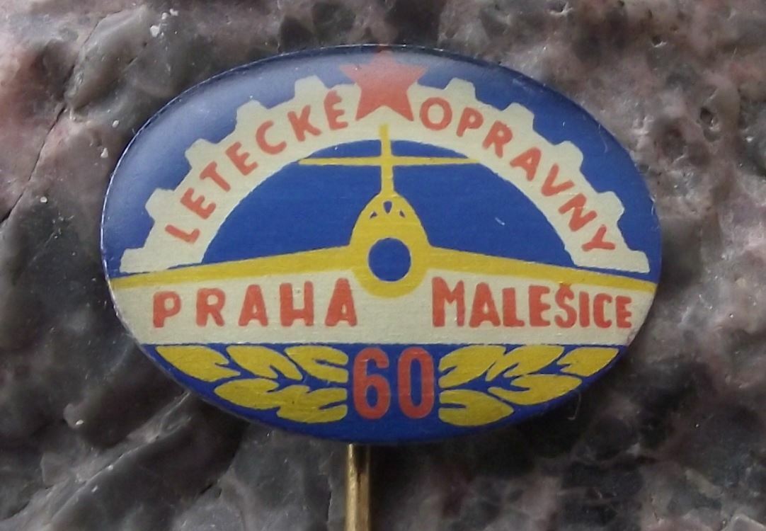 1975 Czech MOD Air Force Aircraft Repair Facility Malesice Mig 15 Pin Badge - Badgecrazy