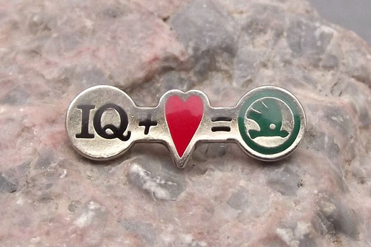 Vintage Skoda IQ Plus Love Heart Sign Car Czech Automobile Advertising Pin Badge - Badgecrazy
