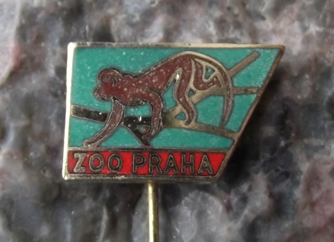 Antique 1960s Prague Zoo Tree Monkey Gibbon Ape Visitor Souvenier Pin Badge - Badgecrazy