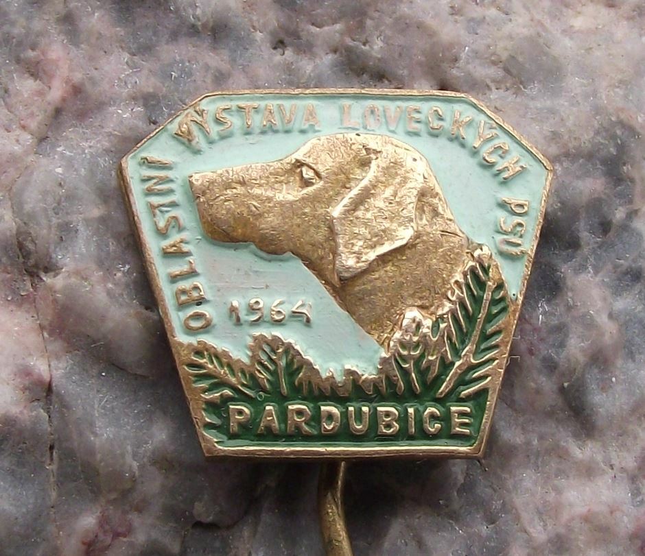 1964 All State Hunting Dog Show Pardubice Czechoslovakia Hunters Hunt Pin Badge - Badgecrazy