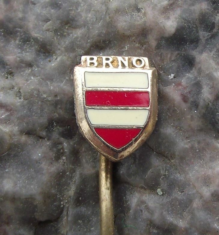 Small Brno City Czechoslovakia Red White Striped Heraldic Shield Crest Pin Badge - Badgecrazy