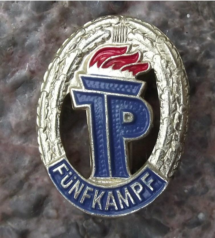 Thalmann Pioneer DDR Pentathlon Funfkampf Athletics Competition Award Pin Badge - Badgecrazy