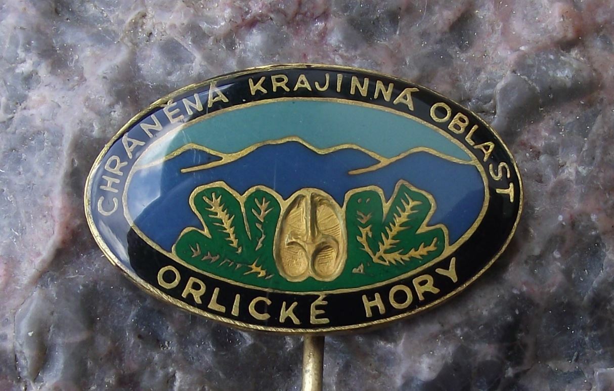 Antique Eagle Mountains Orlicke Hory Bohemia Protected National Park Pin Badge - Badgecrazy