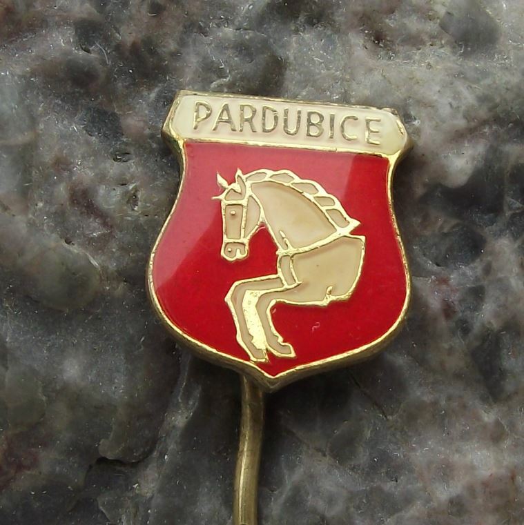 Pardubice White Horse Racing Czech City Heraldic Crest Coat of Arms Pin Badge - Badgecrazy