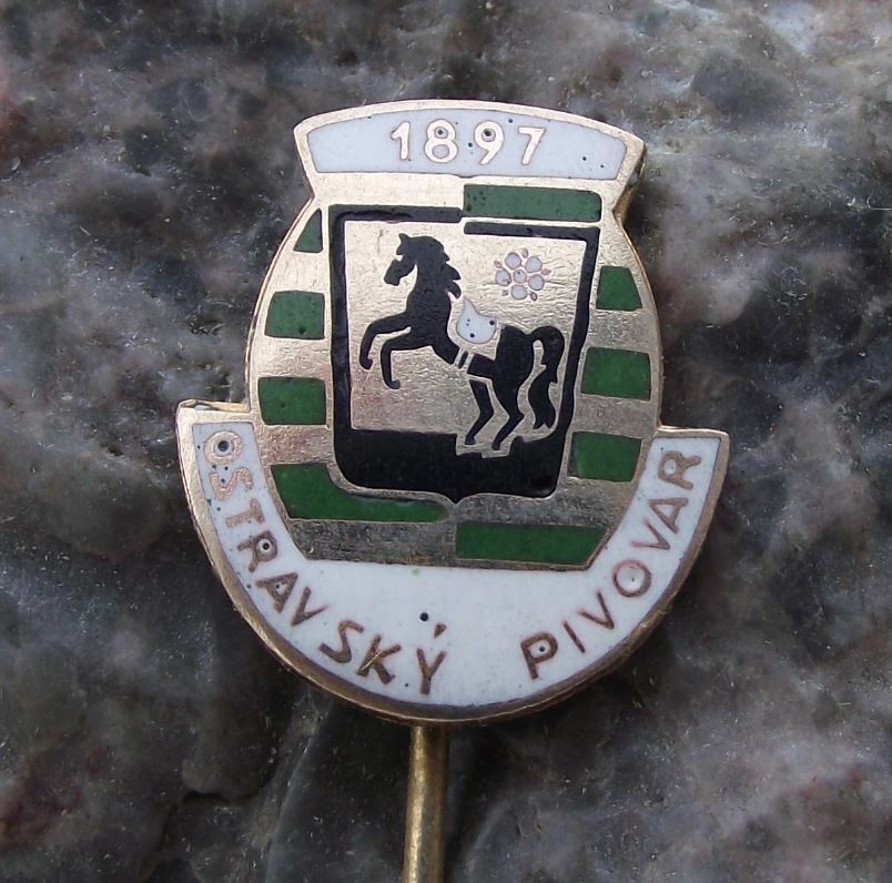 Antique Ostrava Ostravsky Pivovar Brewery Czech Pils Horse Beer Lager Pin Badge - Badgecrazy