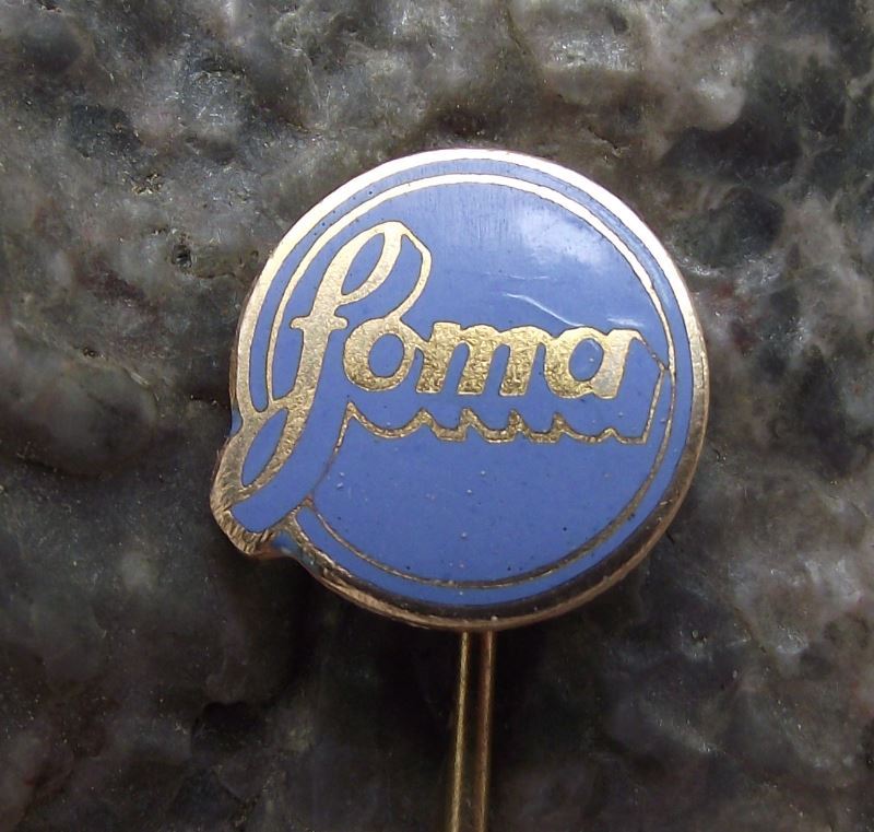 Antique FOMA Fotochema Czech Camera Film Photography Firm Pin Badge Blue - Badgecrazy