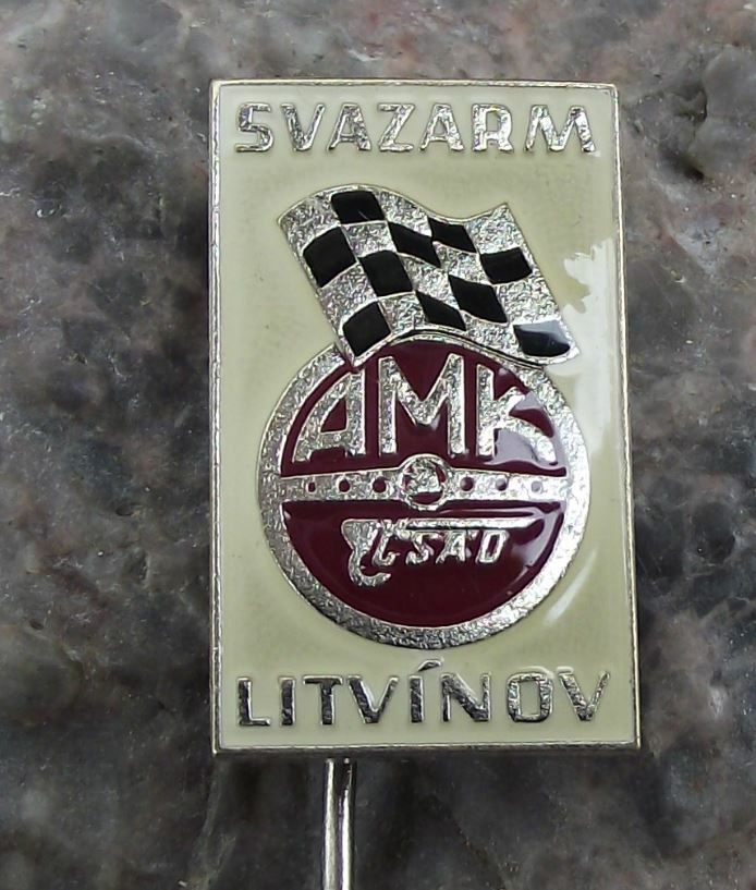 Antique Svazarm AMK Litvinov Auto Moto Klub Czech Motor Racing Flag Pin Badge - Badgecrazy