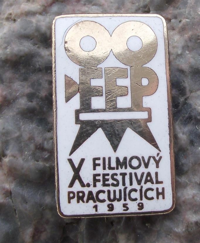 1959 FFP Czech Filmovy Exhibition 10th Communist Workers Film Festival Pin Badge - Badgecrazy
