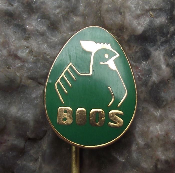 Antique Egg Shaped Chicken Farm Bios Hen Logo Keeper Farmer Supplies Pin Badge - Badgecrazy