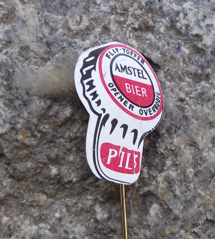 Antique Amstel Flip Top Pils Bier Beer Netherlands Lager Brewery Logo Pin Badge - Badgecrazy