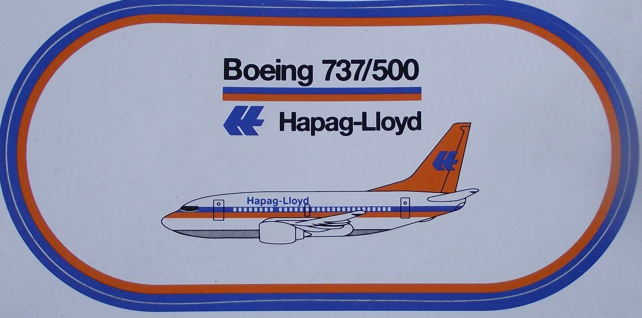 Vintage German Hapag Lloyd Boeing 737-500 Aircraft Cargo Airline Sticker Decal - Badgecrazy