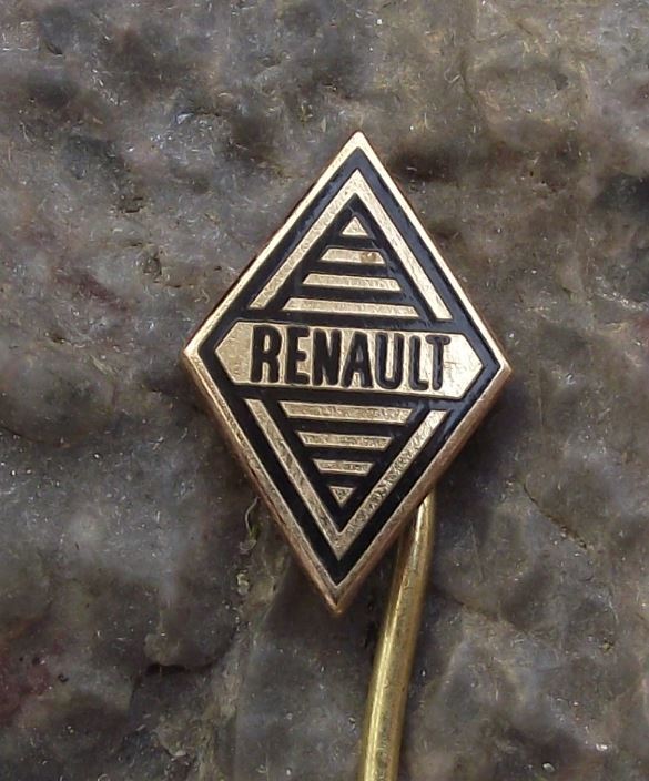 Antique 1960s Renault French Car Maker Diamond Logo Advertising Marque Pin Badge - Badgecrazy